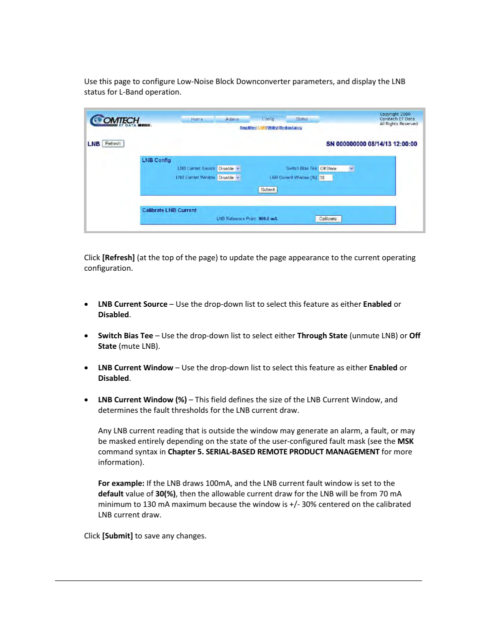 2 config | lnb | Comtech EF Data LPOD User Manual | Page 84 / 218