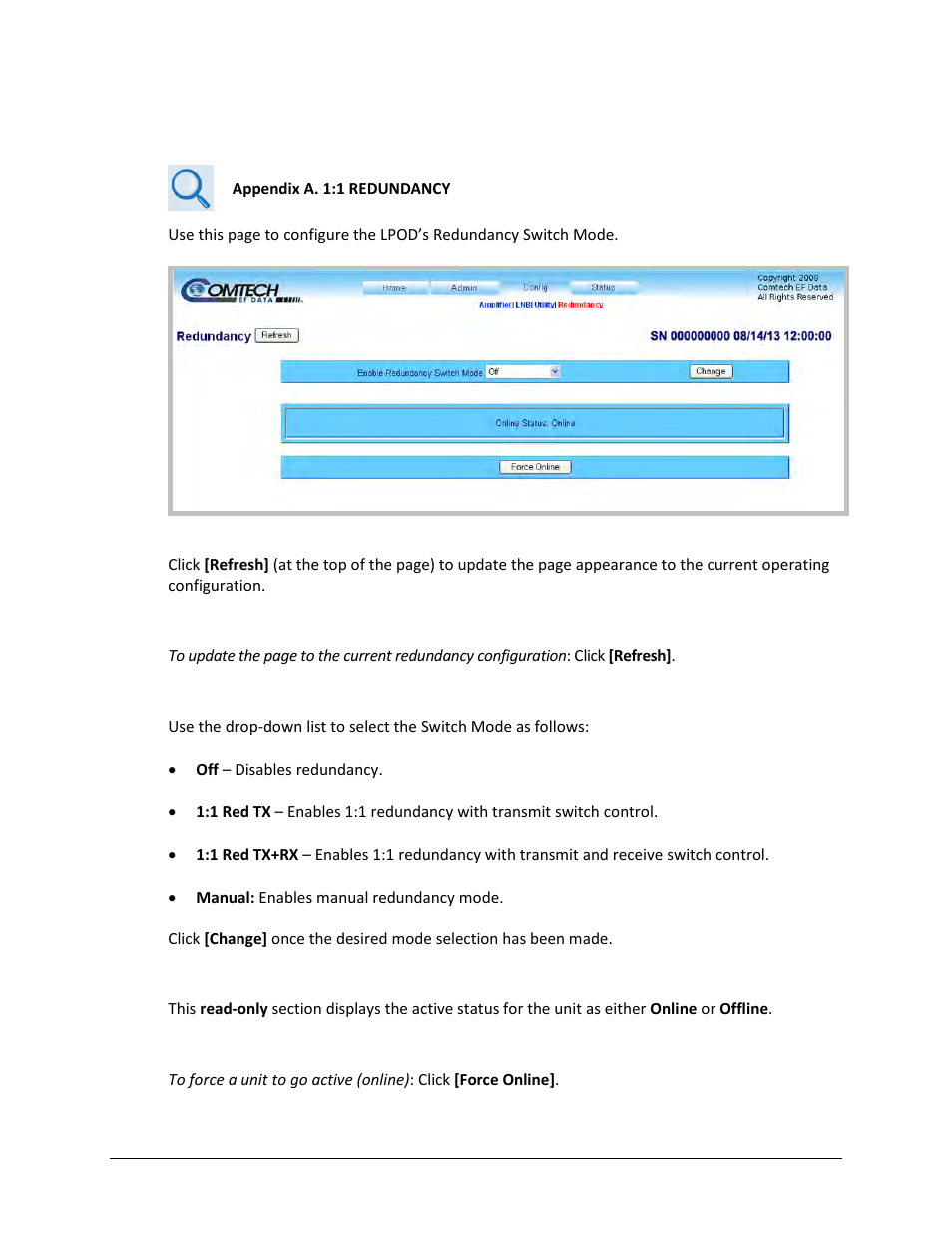 4 config | redundancy | Comtech EF Data LPOD User Manual | Page 87 / 218