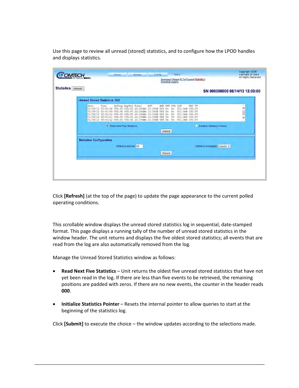 5 status | statistics | Comtech EF Data LPOD User Manual | Page 93 / 218