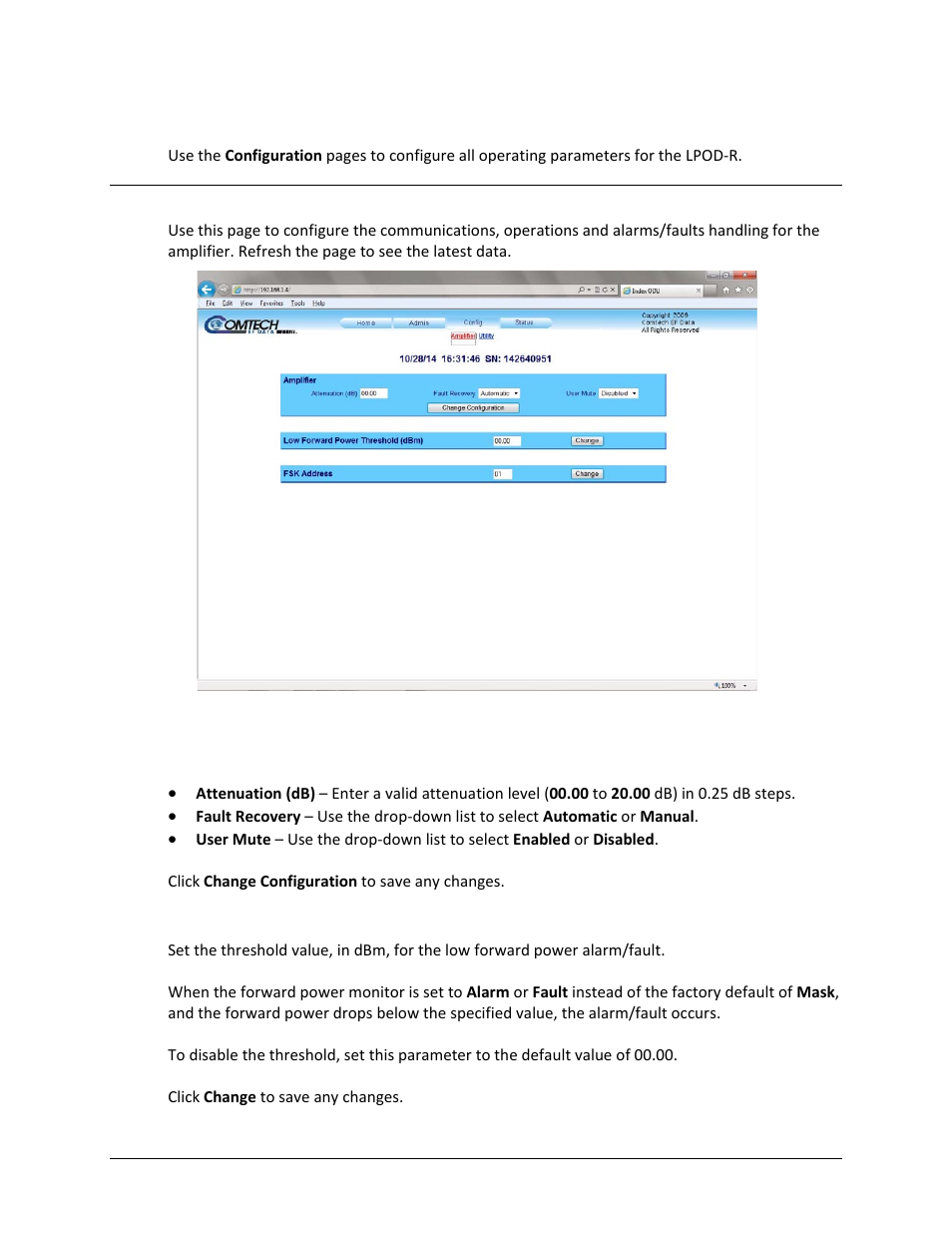 1 config | amplifier | Comtech EF Data LPOD-R User Manual | Page 100 / 154