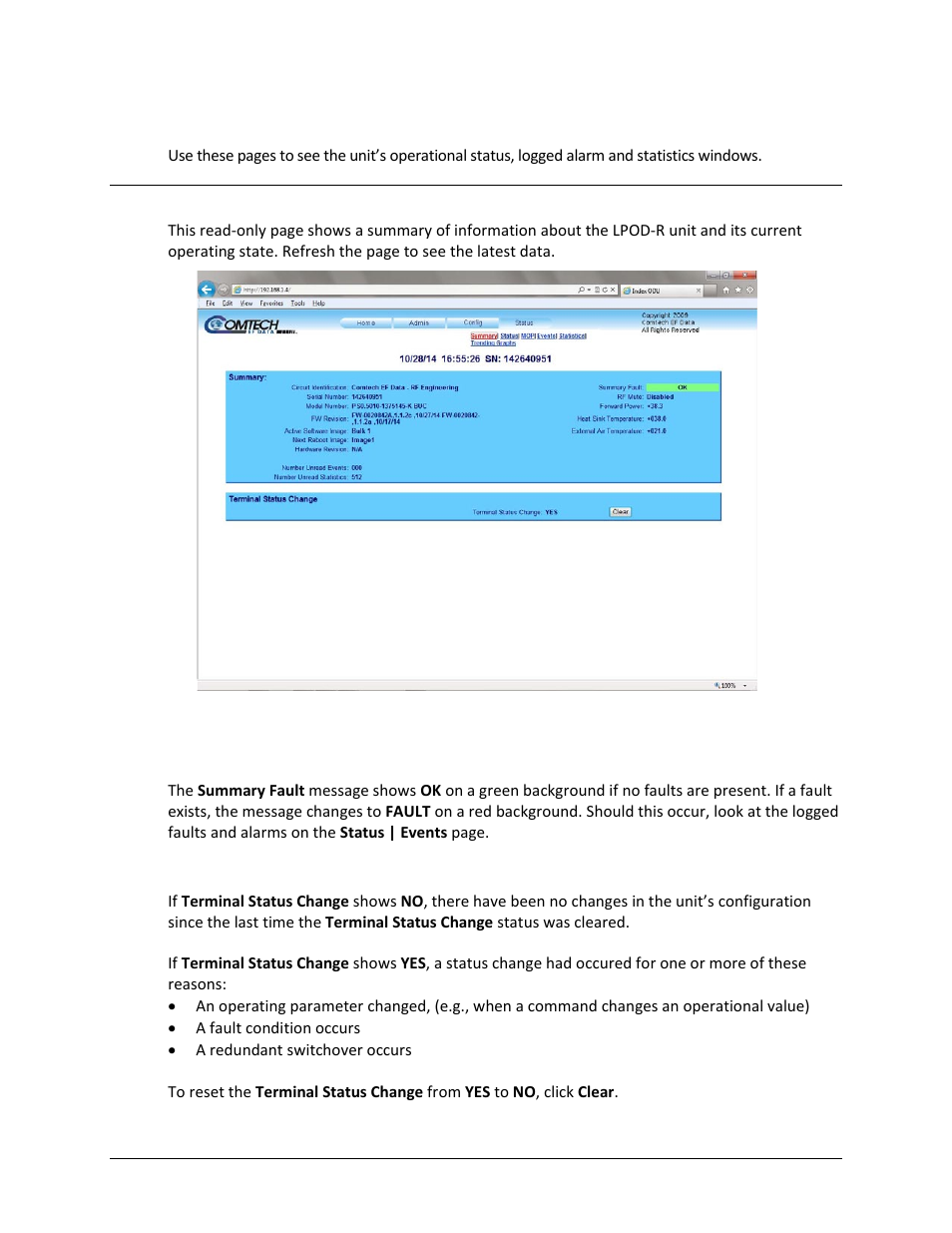 1 status | summary | Comtech EF Data LPOD-R User Manual | Page 103 / 154