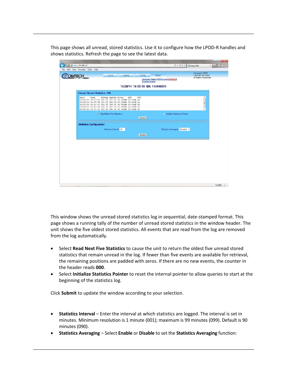 5 status | statistics | Comtech EF Data LPOD-R User Manual | Page 107 / 154