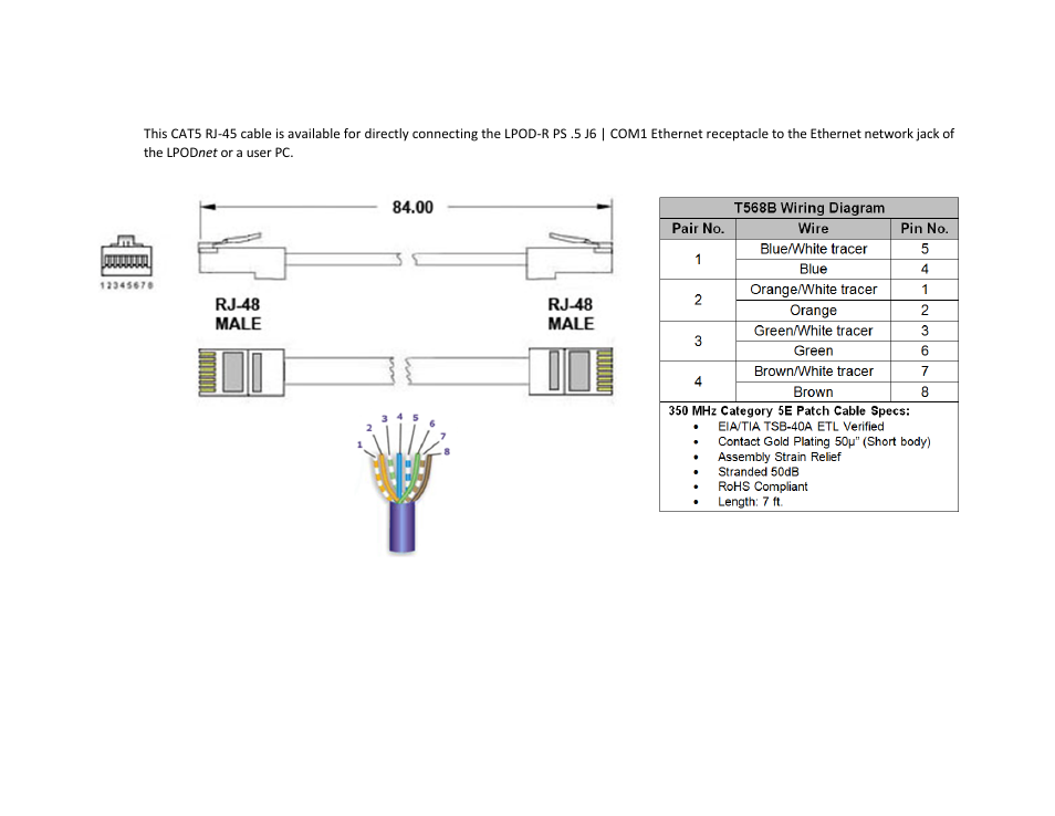 A.2.3 ethernet data cable (cat5 rj-45) | Comtech EF Data LPOD-R User Manual | Page 138 / 154