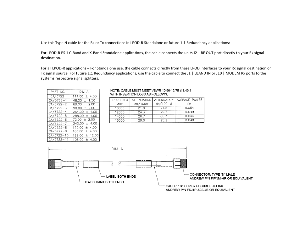 A.3.1 rf cable (type n) | Comtech EF Data LPOD-R User Manual | Page 140 / 154