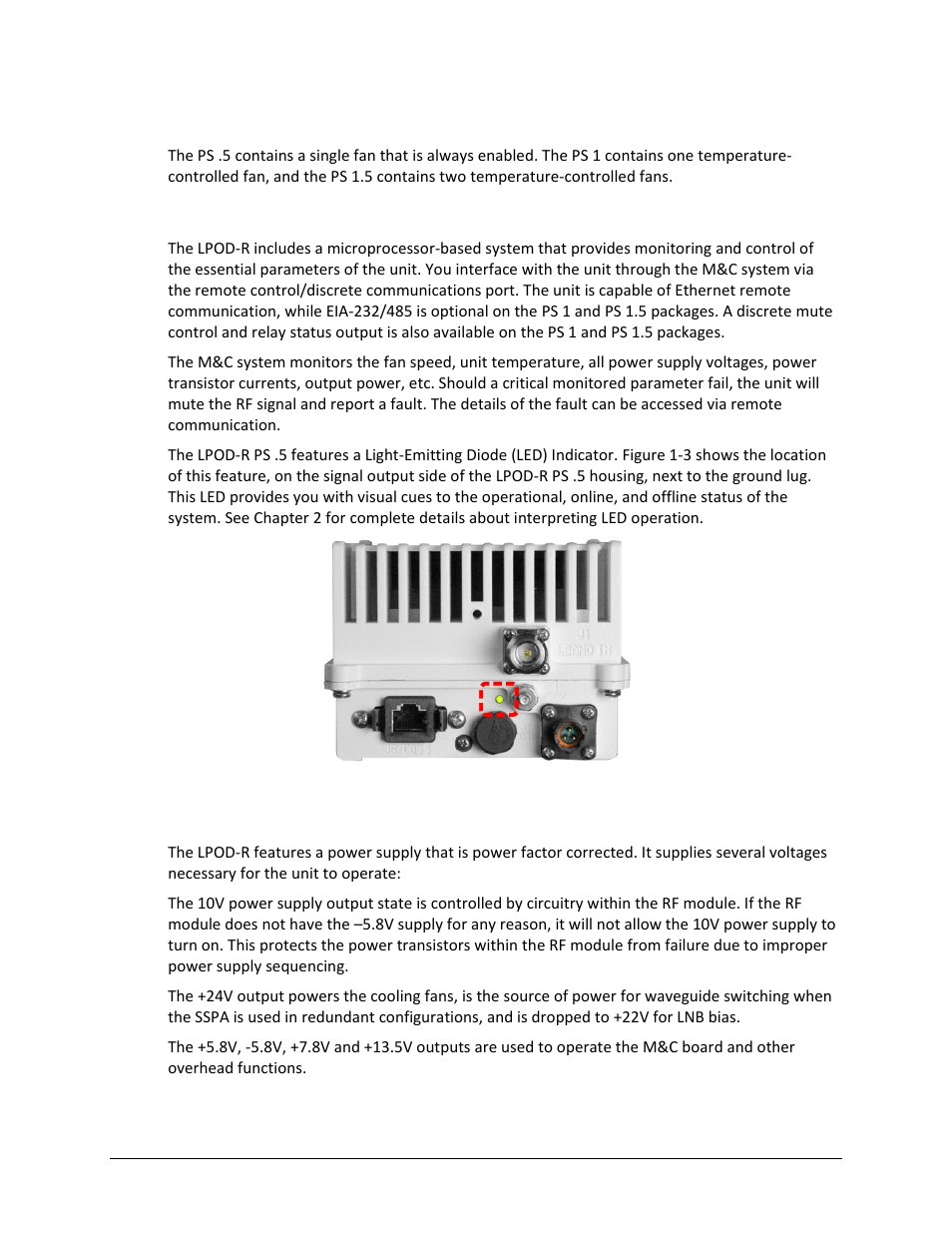 3 cooling system, 4 monitor and control (m&c), 5 power supply | Comtech EF Data LPOD-R User Manual | Page 54 / 154