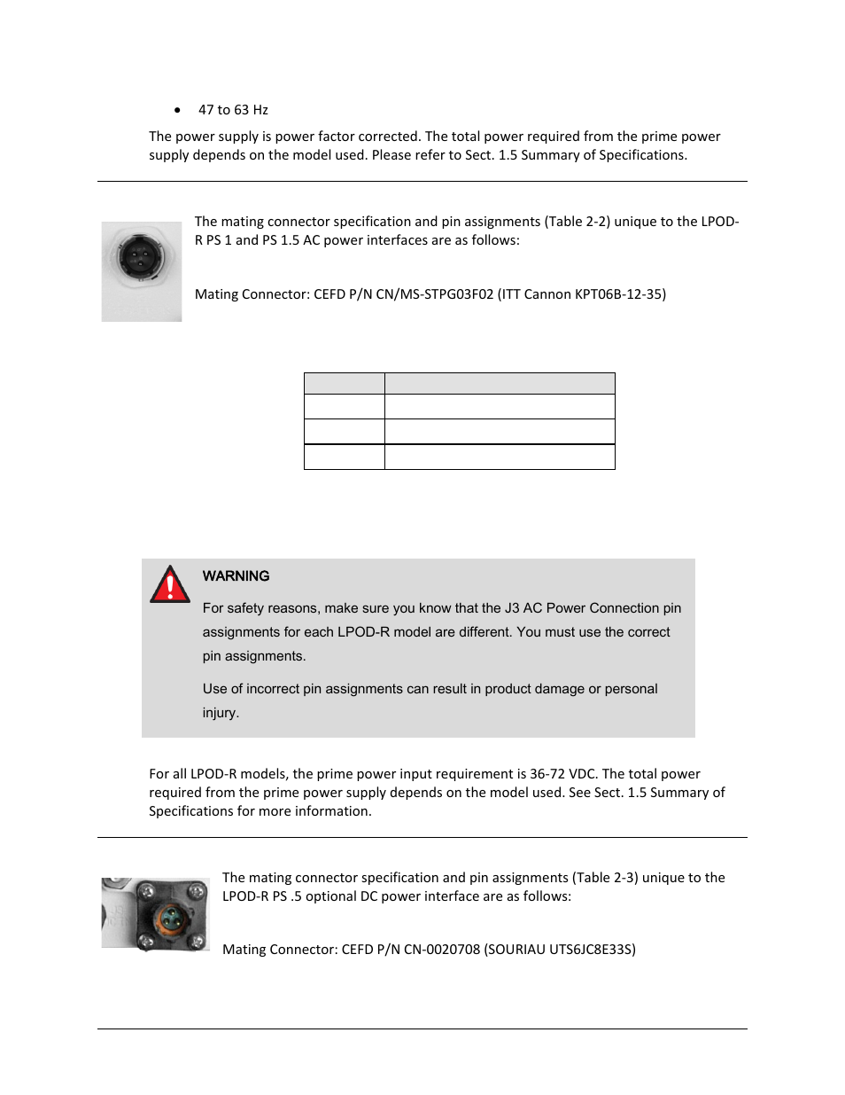 1 lpod-r ps 1, ps 1.5 j3 | power in ac power main, 4 connector j3 | power in optional dc power mains, 1 lpod-r ps .5 j3 | power in dc power main option | Comtech EF Data LPOD-R User Manual | Page 66 / 154