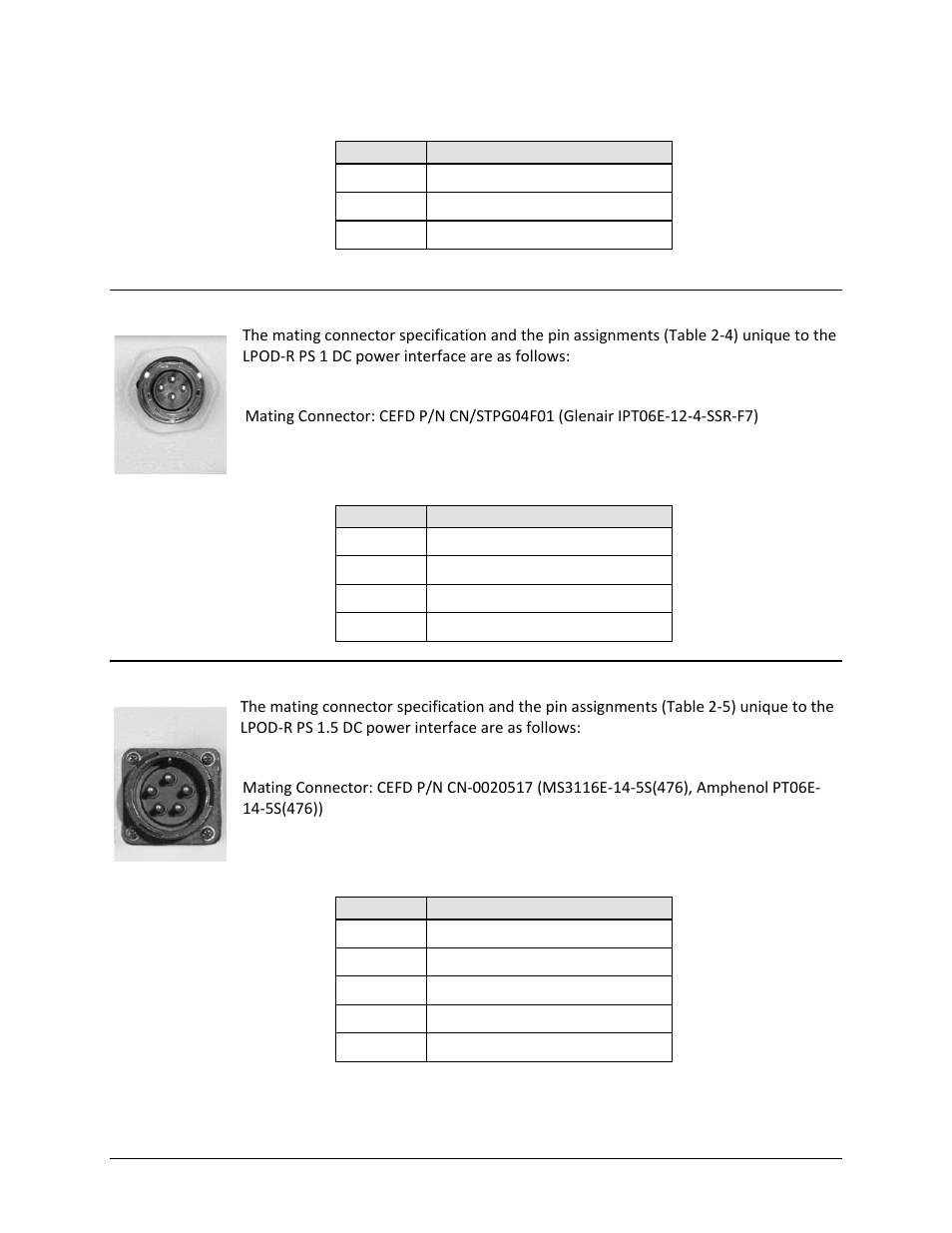 2 lpod-r ps 1 j3 | power in dc power main option, 3 lpod-r ps 1.5 j3 | power in dc power main option, Table 2-3) | Comtech EF Data LPOD-R User Manual | Page 67 / 154