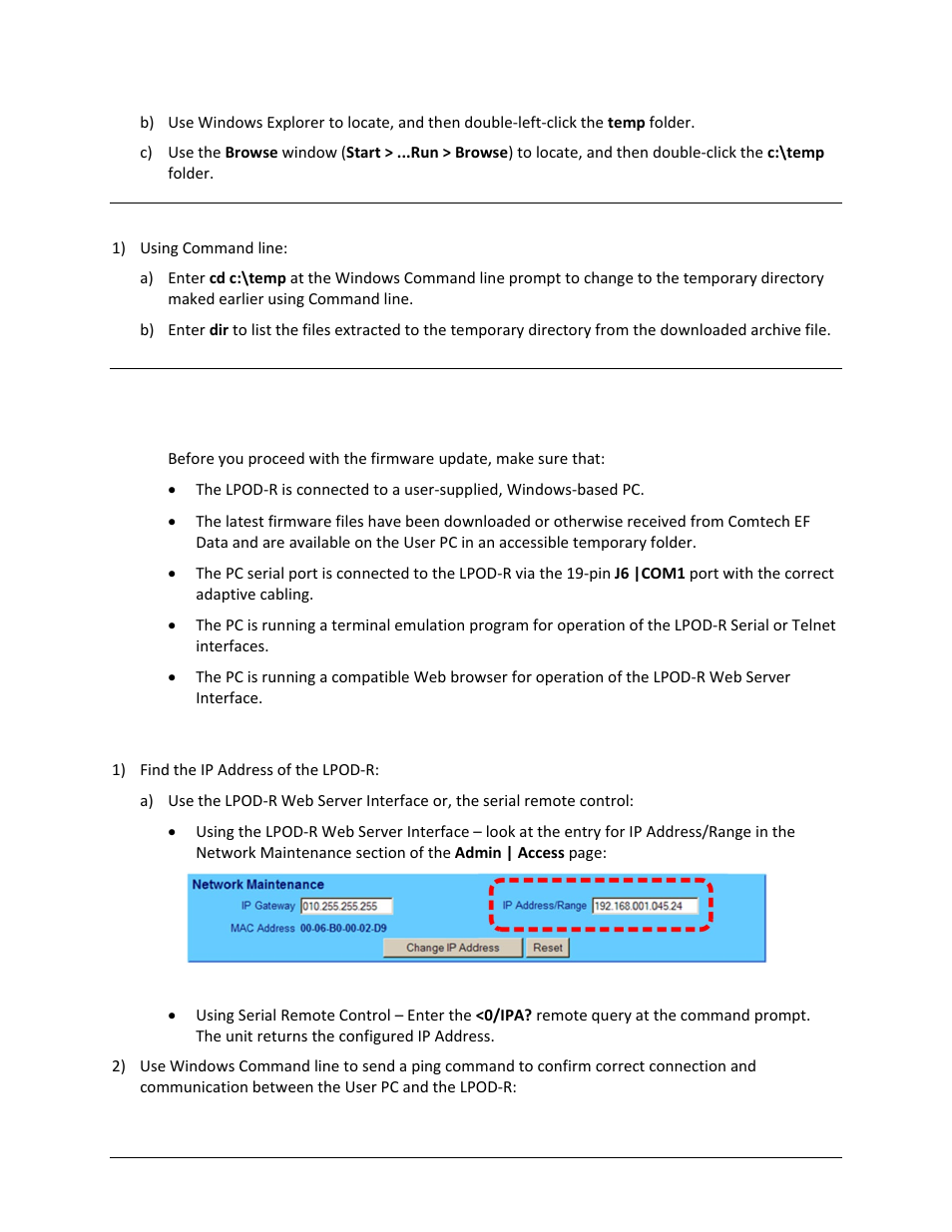 1 important considerations, 2 steps to ftp upload the firmware files | Comtech EF Data LPOD-R User Manual | Page 83 / 154