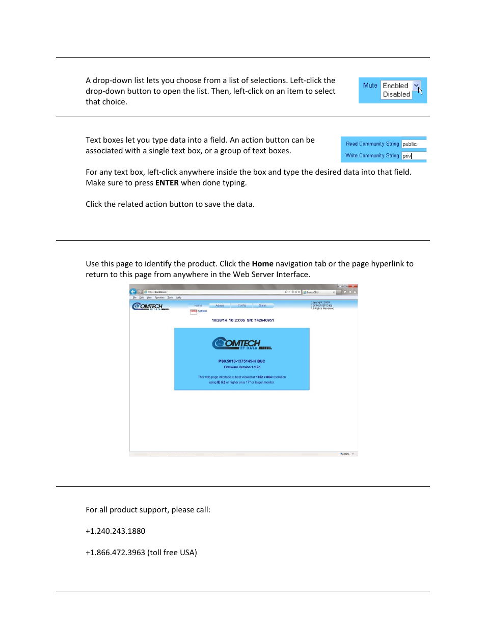 5 drop-down lists, 6 text or data entry, 1 home | home | Comtech EF Data LPOD-R User Manual | Page 96 / 154