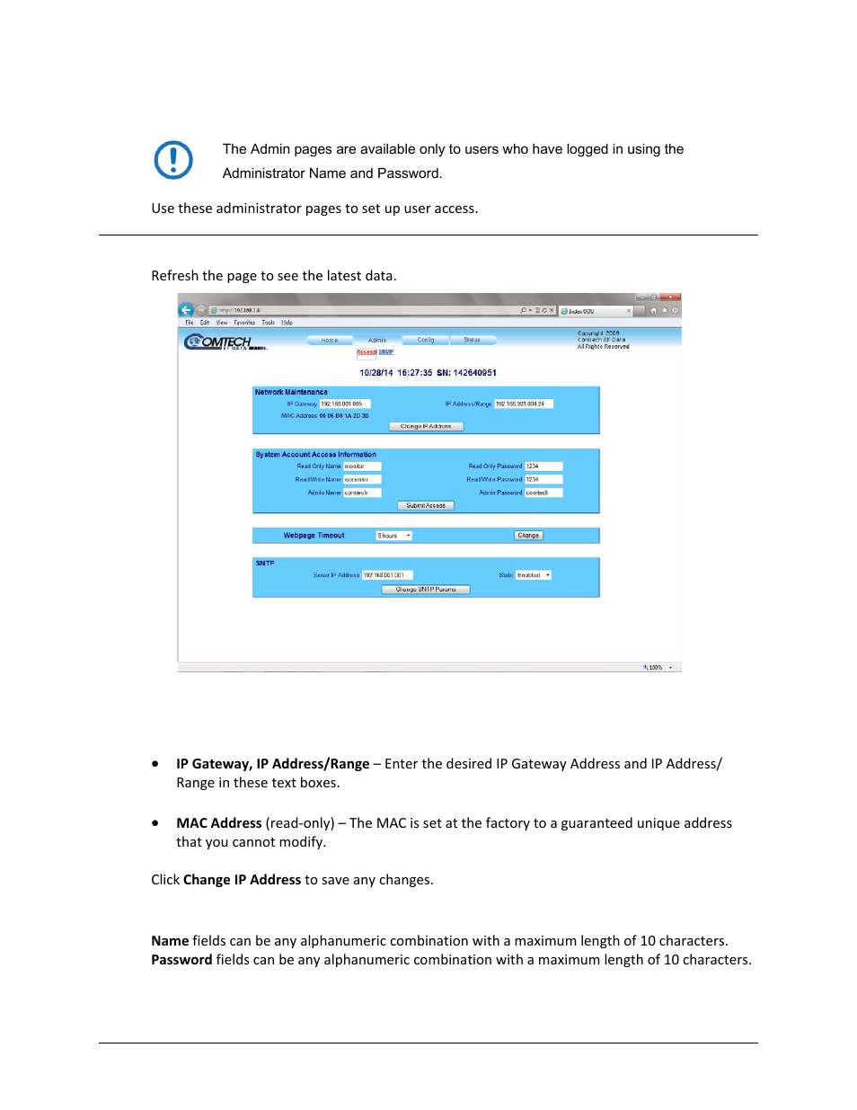 1 admin | access | Comtech EF Data LPOD-R User Manual | Page 97 / 154