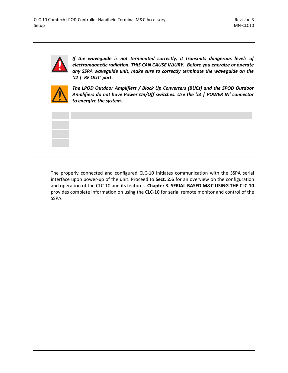 4 energizing the rf equipment, 5 clc-10 –to– sspa initial operation | Comtech EF Data CLC-10 User Manual | Page 28 / 70