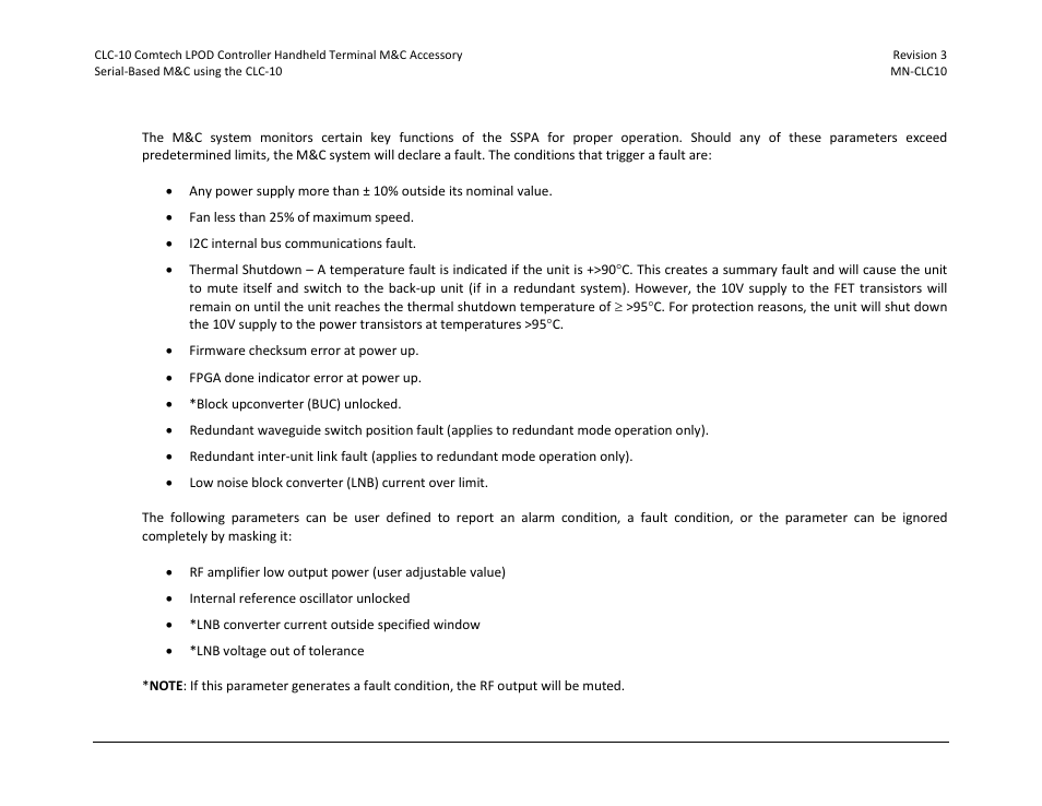 4 faults | Comtech EF Data CLC-10 User Manual | Page 35 / 70