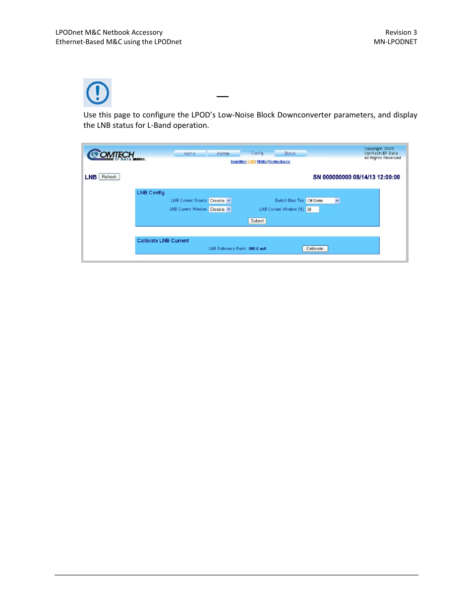 2 config | lnb (lpod only) | Comtech EF Data LPODnet User Manual | Page 50 / 60