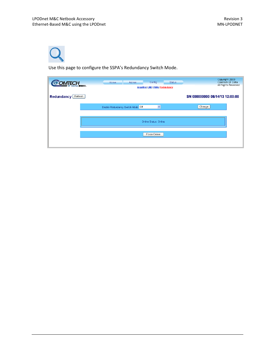 4 config | redundancy | Comtech EF Data LPODnet User Manual | Page 52 / 60