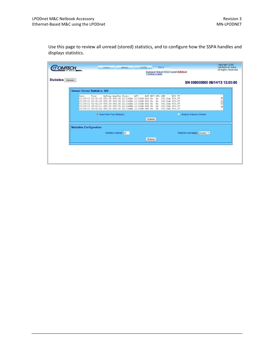 5 status | statistics | Comtech EF Data LPODnet User Manual | Page 57 / 60