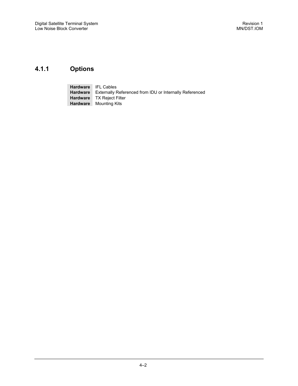 Options, 1 options | Comtech EF Data DST User Manual | Page 44 / 66