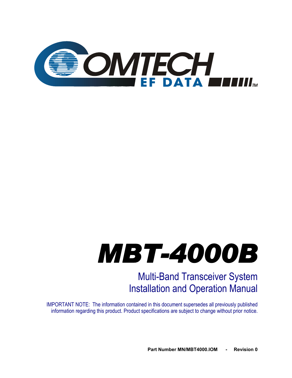Comtech EF Data MBT-4000B User Manual | 71 pages
