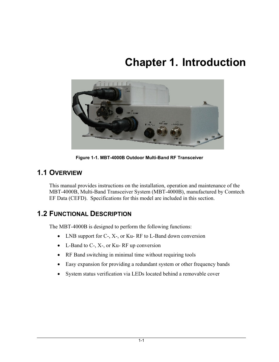 Introduction, Chapter 1. introduction | Comtech EF Data MBT-4000B User Manual | Page 13 / 71