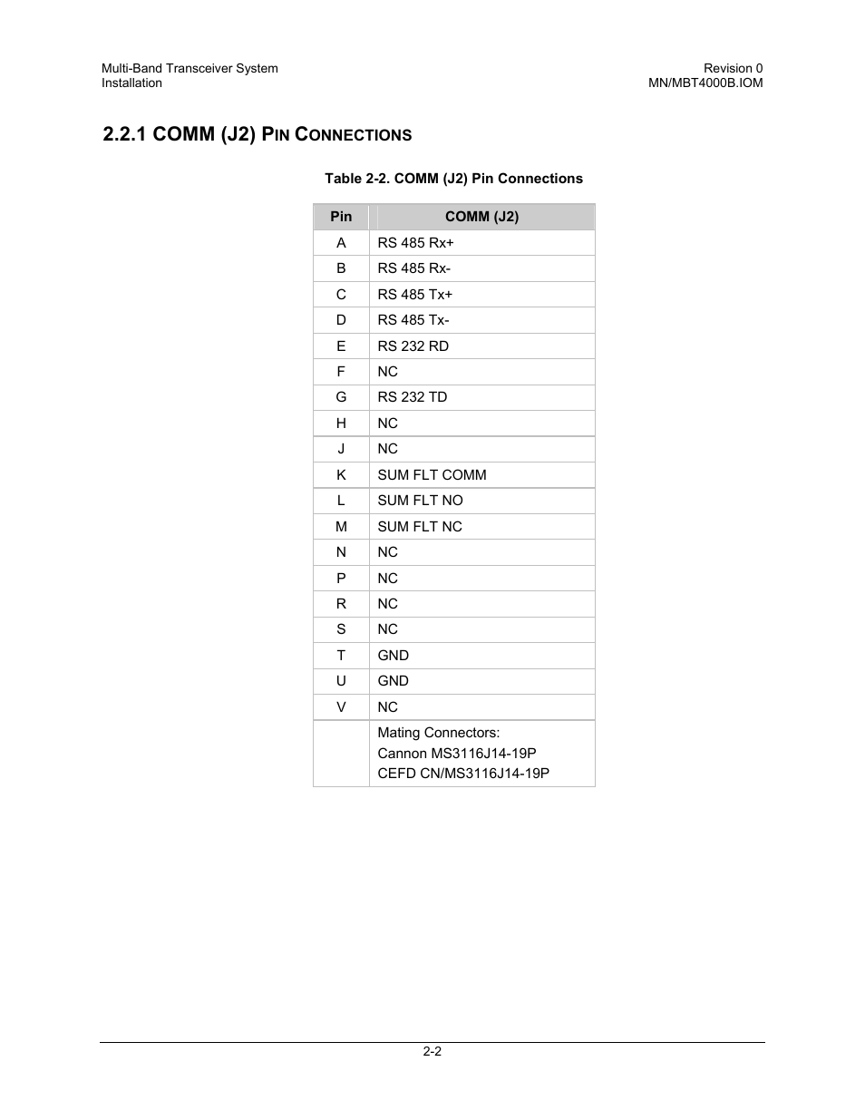1 comm (j2) p | Comtech EF Data MBT-4000B User Manual | Page 20 / 71