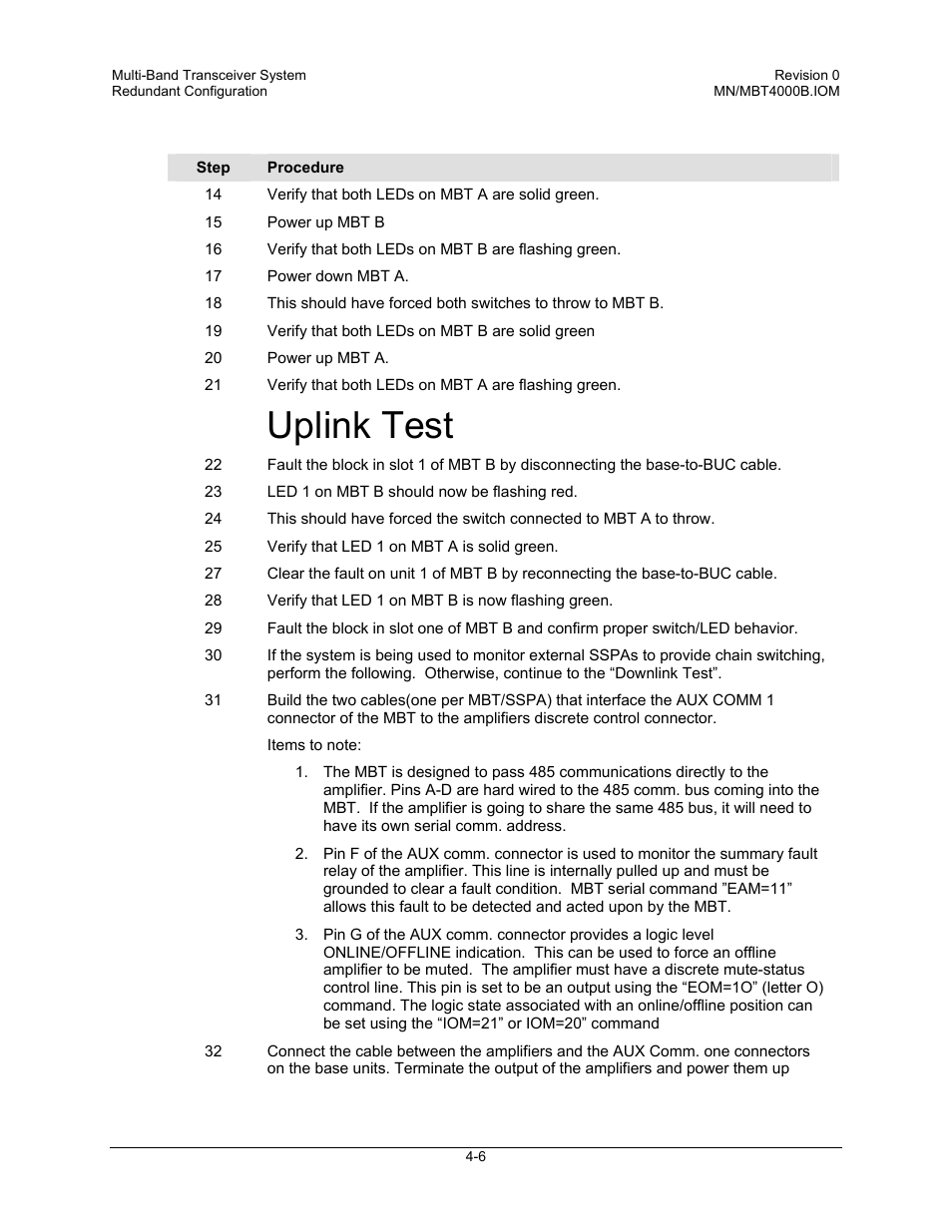 Uplink test | Comtech EF Data MBT-4000B User Manual | Page 34 / 71