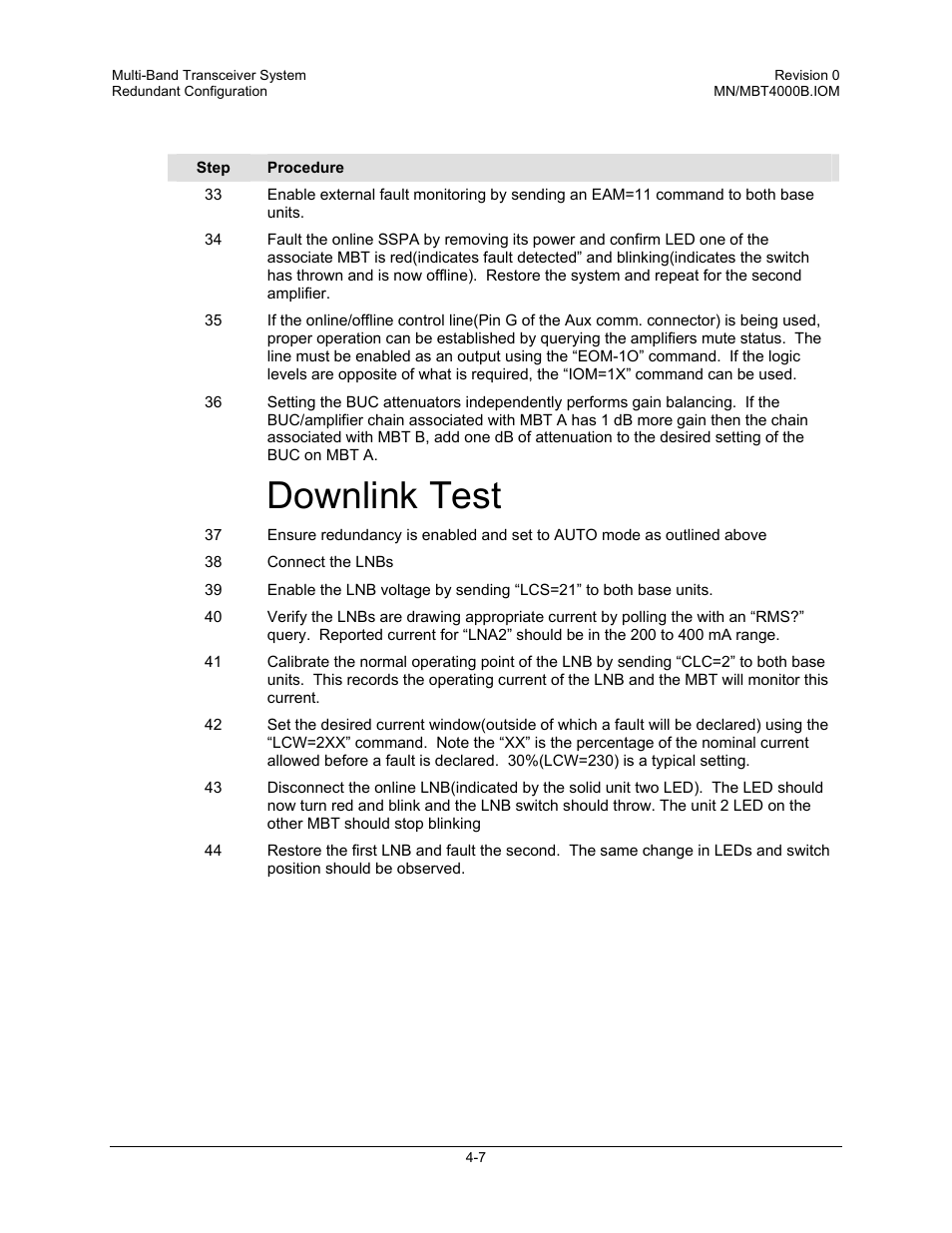 Downlink test | Comtech EF Data MBT-4000B User Manual | Page 35 / 71