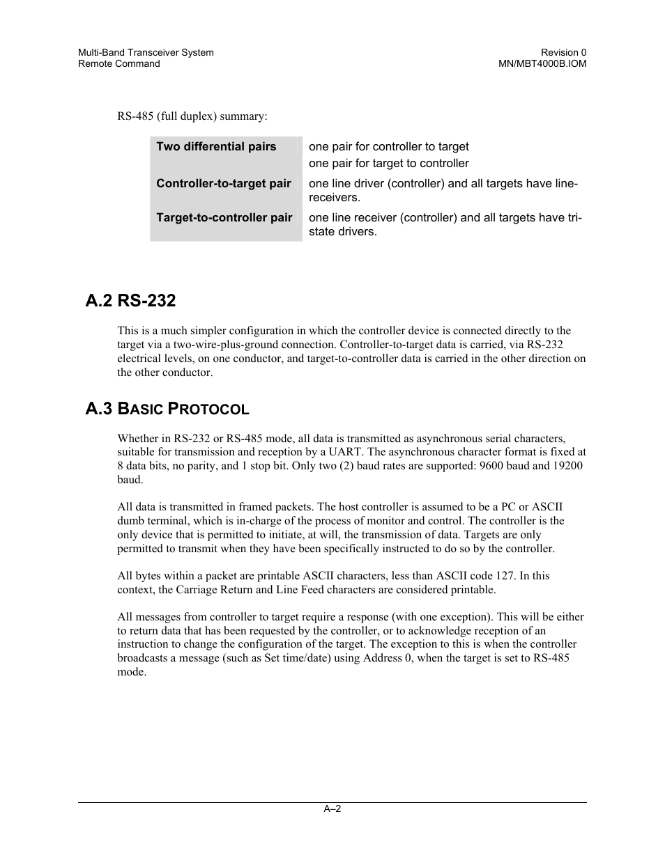 A.2 rs-232, A.3 b | Comtech EF Data MBT-4000B User Manual | Page 38 / 71