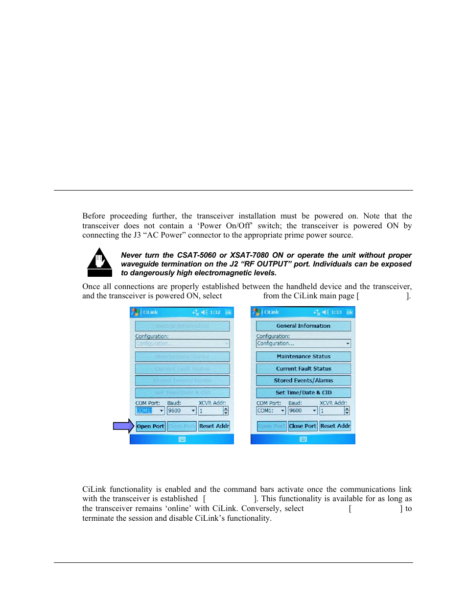 Chapter 3. operations, 1 establishing the communications link | Comtech EF Data CiLink User Manual | Page 23 / 38