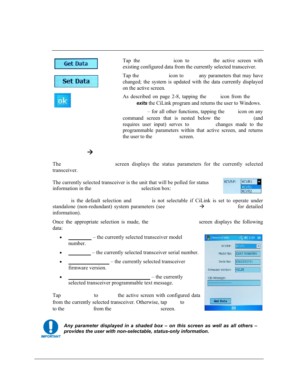 1 main menu ( general information, Icon function, 1 main menu æ general information | Comtech EF Data CiLink User Manual | Page 25 / 38