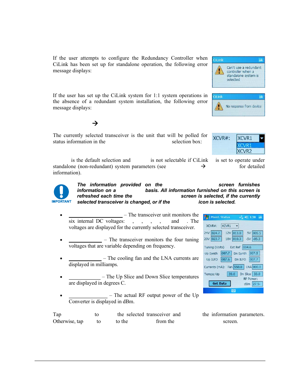 1 redundancy controller error states, 3 main menu ( maintenance status, 3 main menu æ maintenance status | Comtech EF Data CiLink User Manual | Page 32 / 38