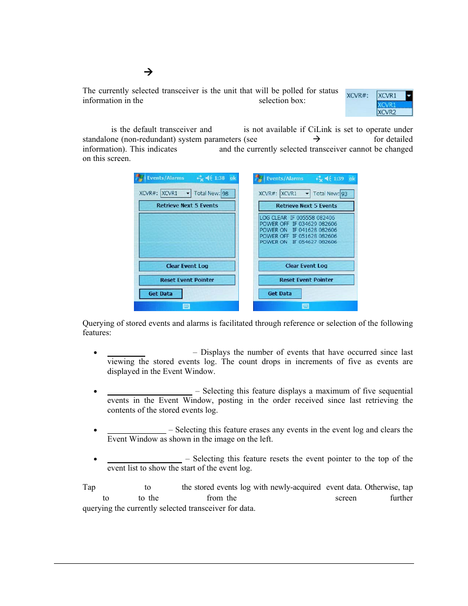 5 main menu ( stored events / alarms, 5 main menu æ stored events / alarms | Comtech EF Data CiLink User Manual | Page 34 / 38