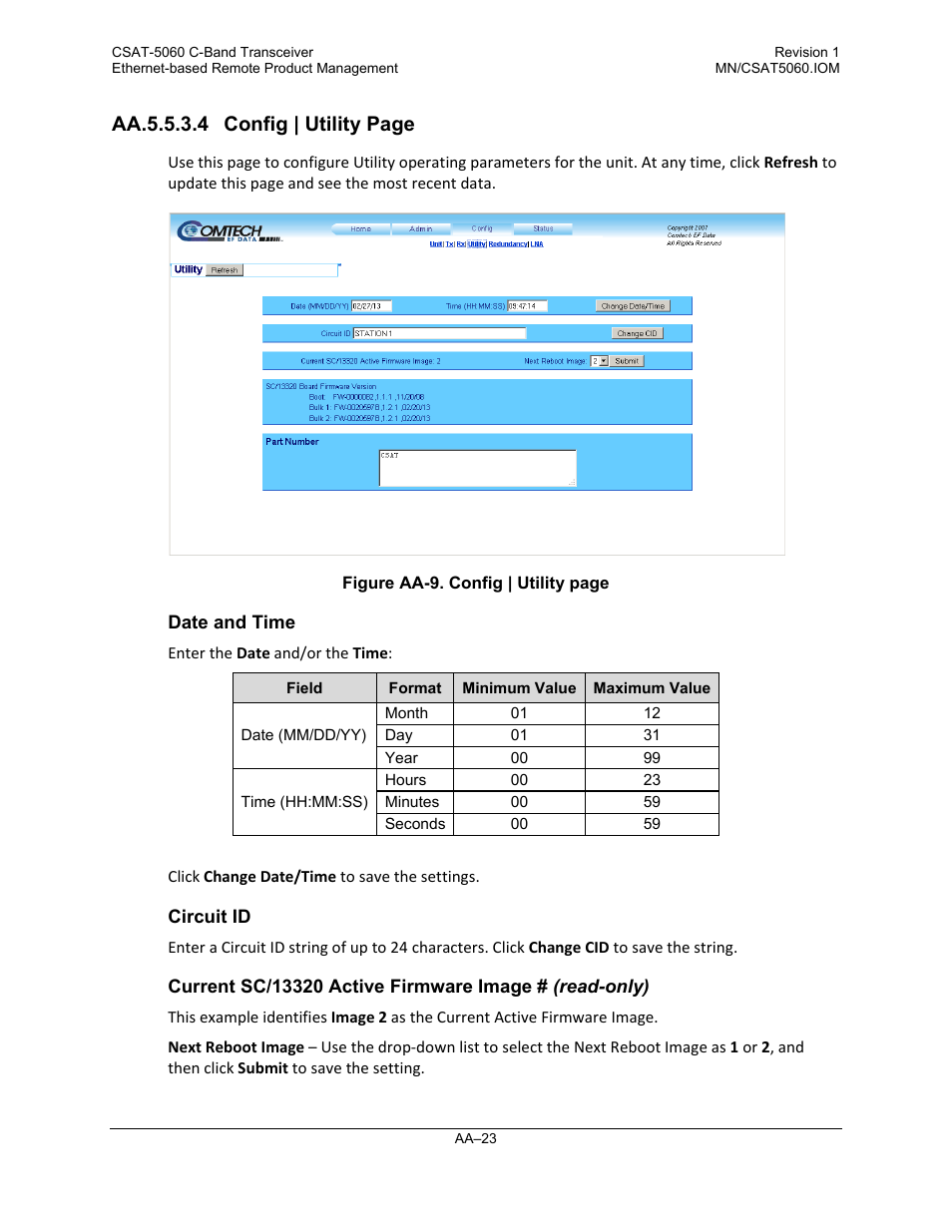 Aa.5.5.3.4 config | utility page | Comtech EF Data CSAT-5060 User Manual | Page 187 / 224