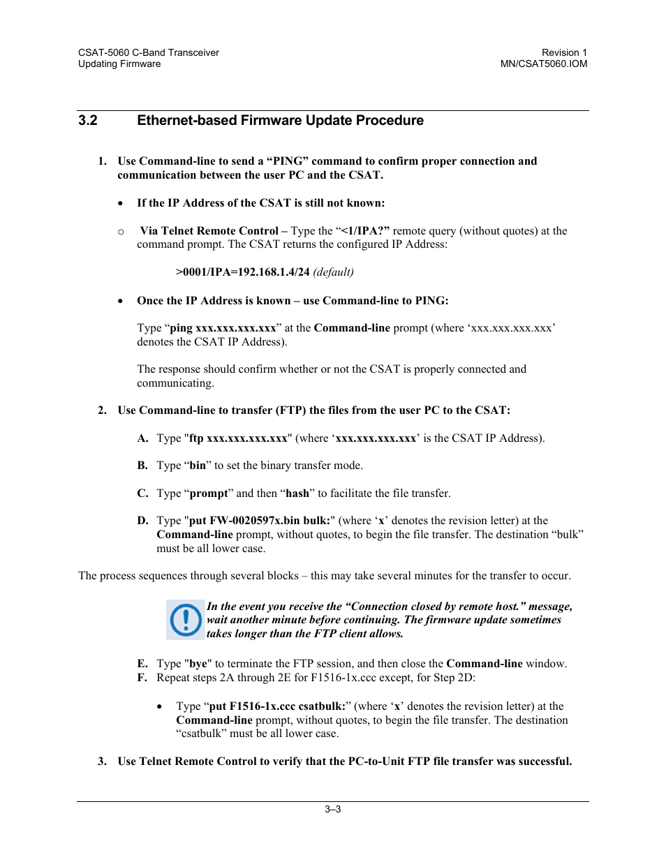 2 ethernet-based firmware update procedure | Comtech EF Data CSAT-5060 User Manual | Page 195 / 224