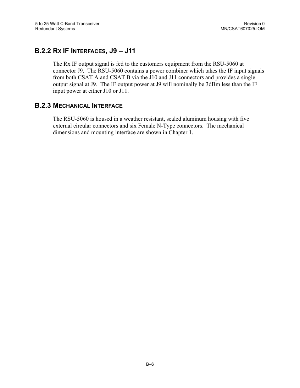Rx if interfaces, j9 – j11, Mechanical interface | Comtech EF Data CSAT-6070 User Manual | Page 100 / 114