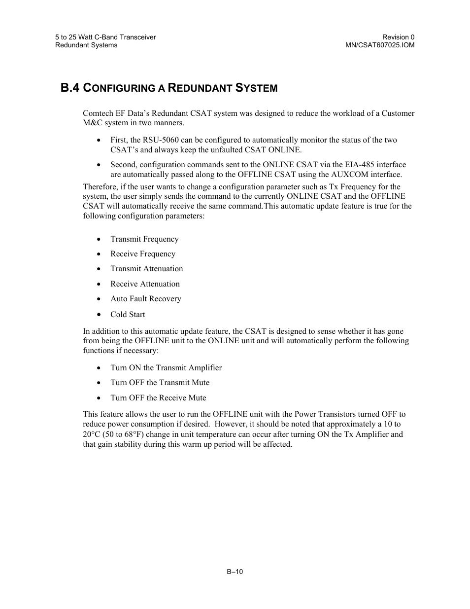 Configuring a redundant system, B.4 c | Comtech EF Data CSAT-6070 User Manual | Page 104 / 114