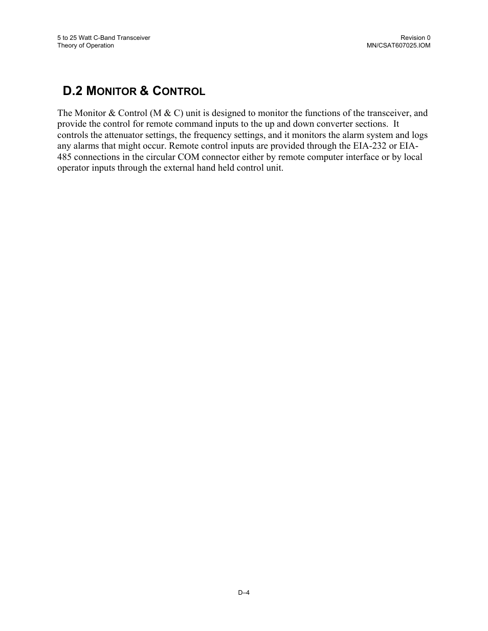 Monitor & control, D.2 m | Comtech EF Data CSAT-6070 User Manual | Page 112 / 114