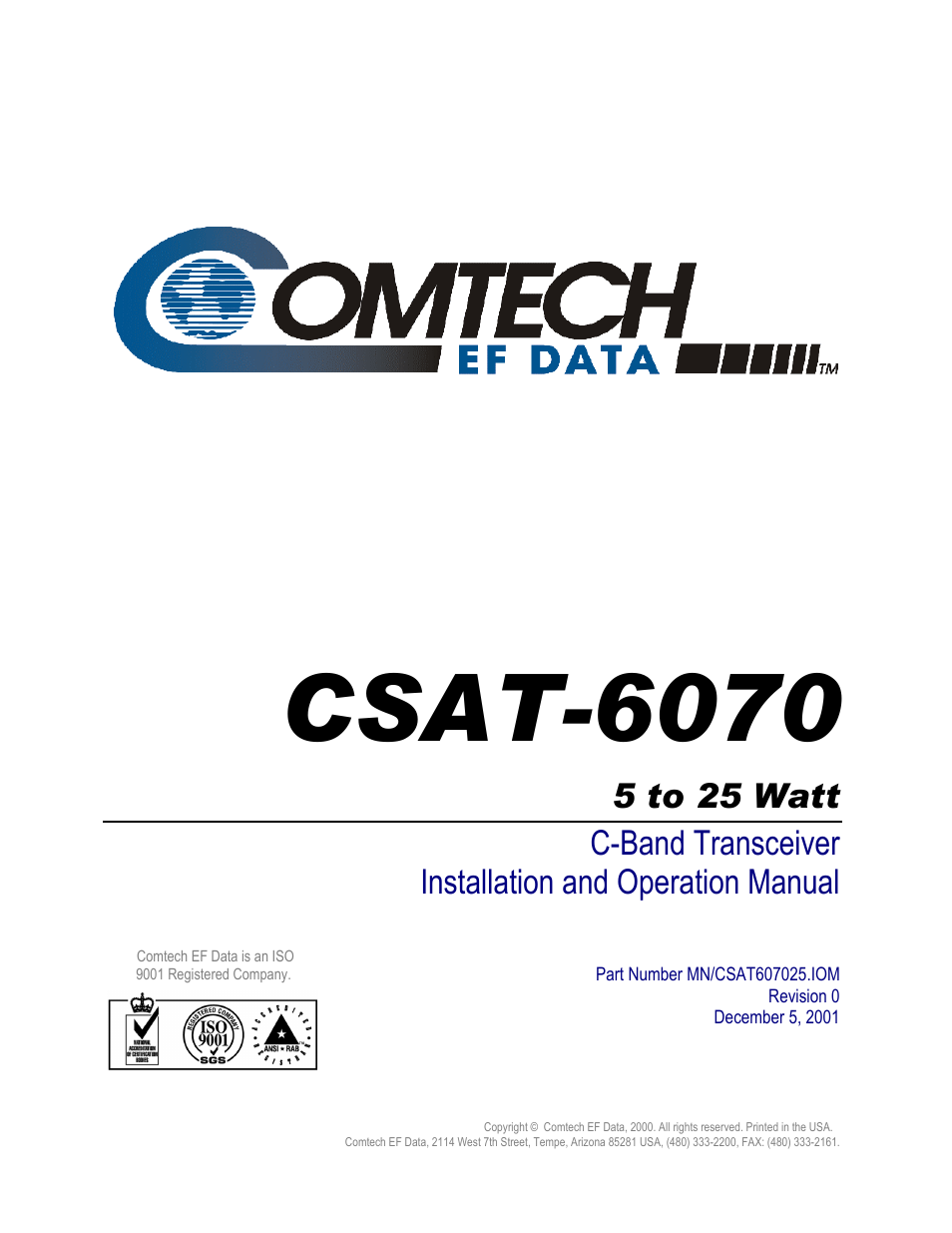 Csat-6070 | Comtech EF Data CSAT-6070 User Manual | Page 17 / 114