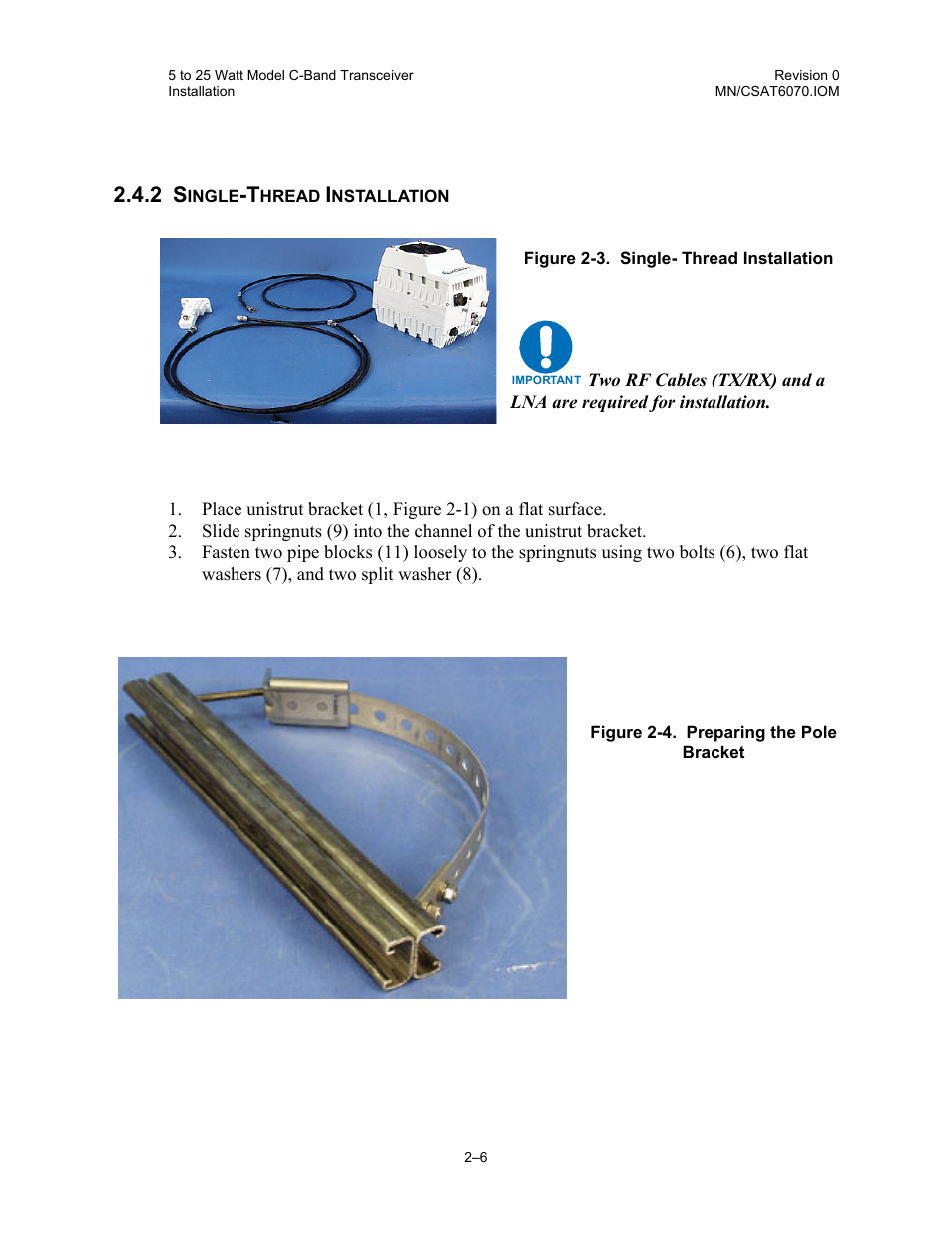 Single-thread installation | Comtech EF Data CSAT-6070 User Manual | Page 40 / 114