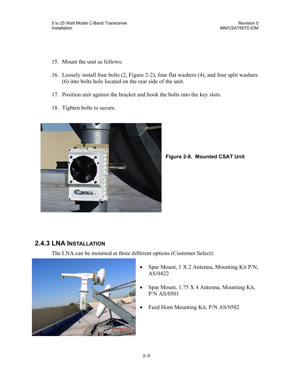 Lna installation, 3 lna i | Comtech EF Data CSAT-6070 User Manual | Page 43 / 114