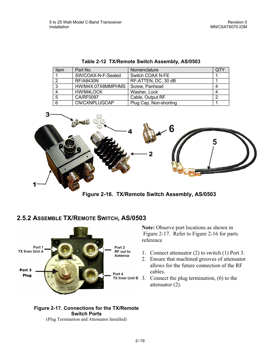 Assemble tx/remote switch, as/0503, Tx/r, As/0503 | Comtech EF Data CSAT-6070 User Manual | Page 53 / 114