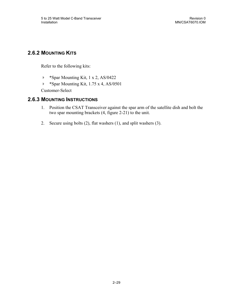 Mounting kits, Mounting instructions | Comtech EF Data CSAT-6070 User Manual | Page 63 / 114