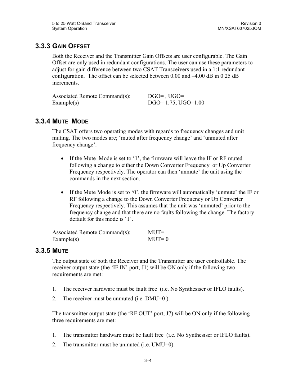 Gain offset, Mute mode, Mute | Comtech EF Data CSAT-6070 User Manual | Page 68 / 114