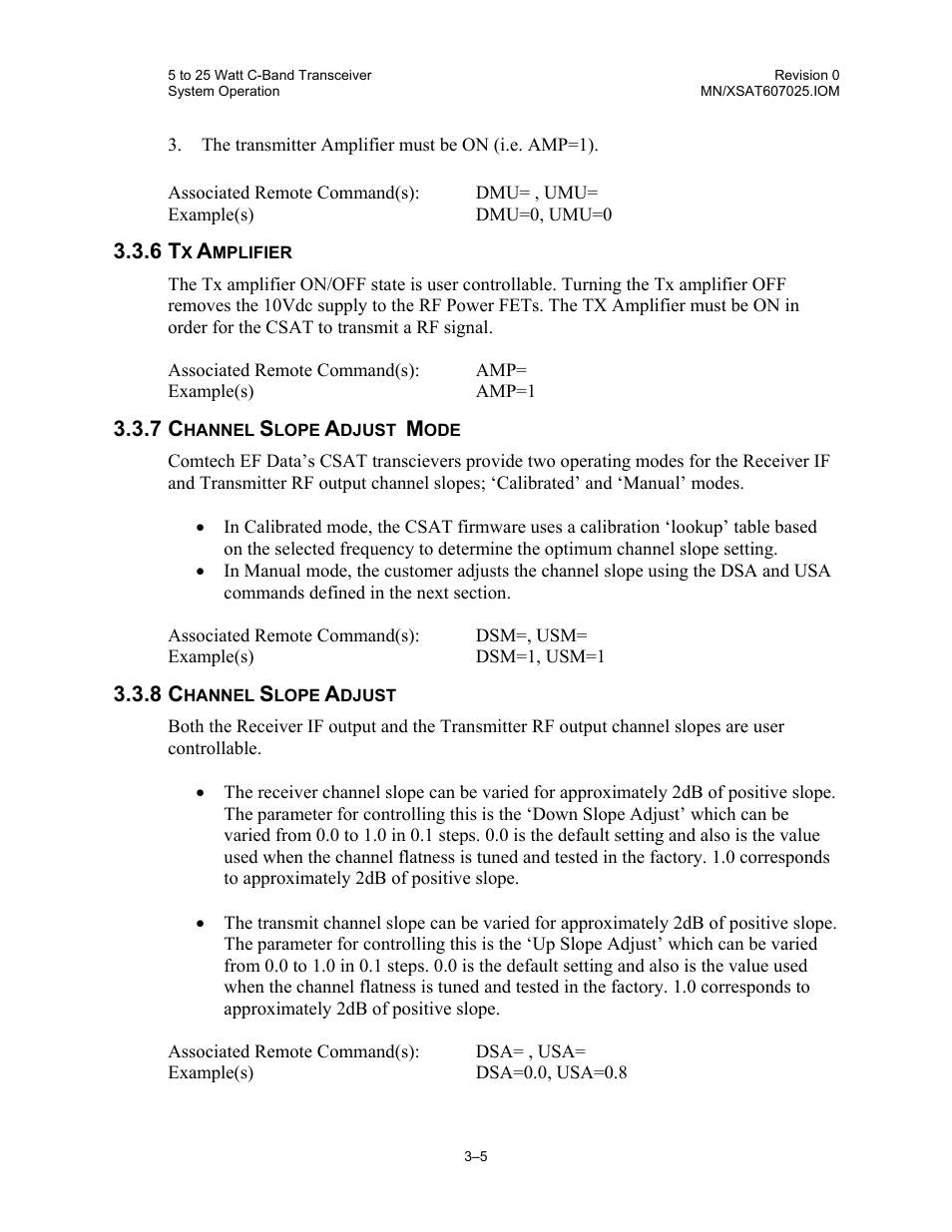 Tx amplifier, Channel slope adjust mode, Channel slope adjust | Comtech EF Data CSAT-6070 User Manual | Page 69 / 114