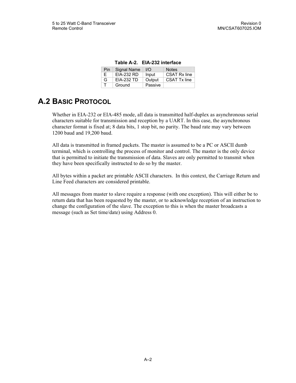 Basic protocol, A.2 b, Asic | Rotocol | Comtech EF Data CSAT-6070 User Manual | Page 76 / 114