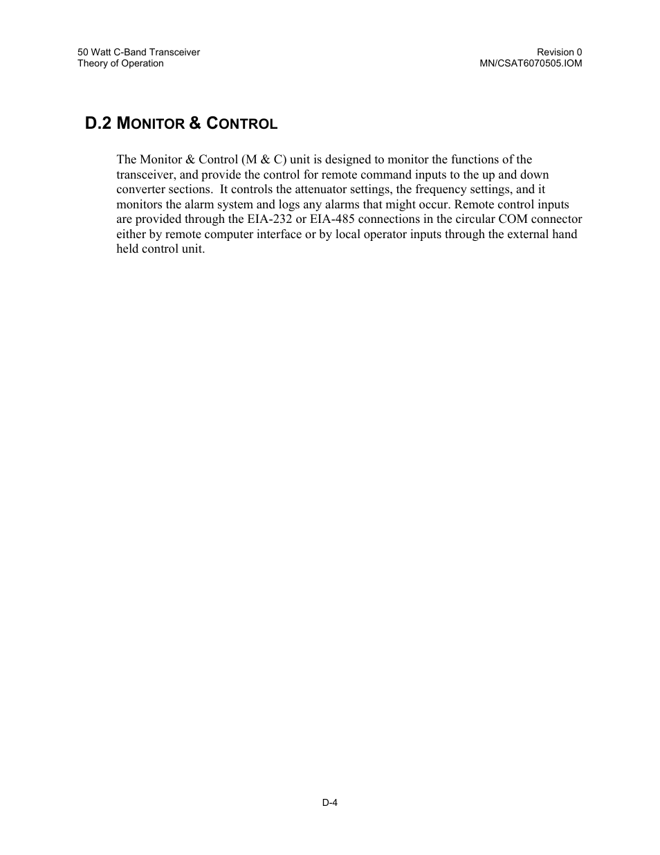 Monitor & control, D.2 m | Comtech EF Data CSAT-6070 User Manual | Page 100 / 102