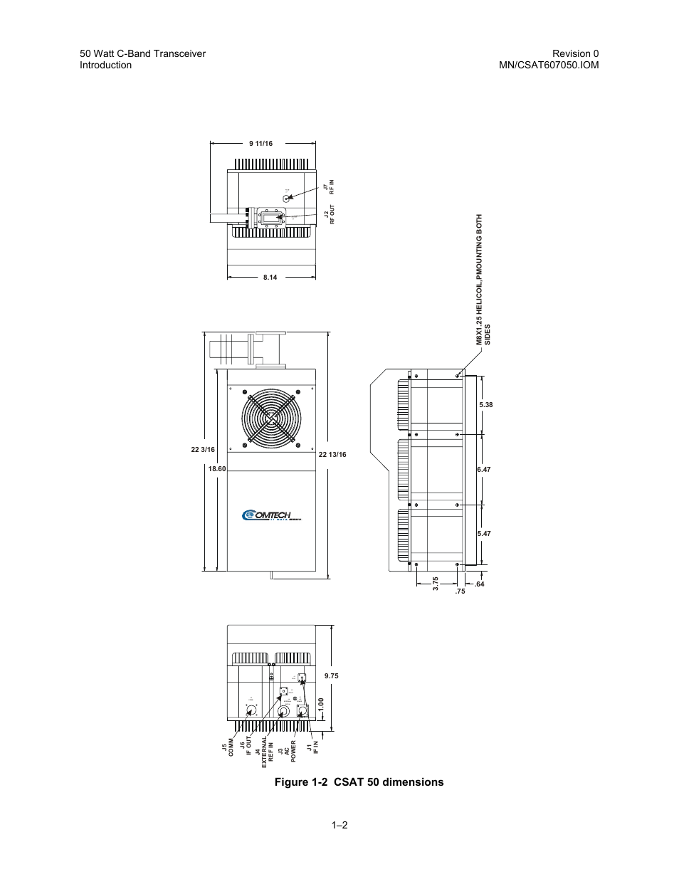 Figure 1-2 csat 50 dimensions | Comtech EF Data CSAT-6070 User Manual | Page 20 / 102