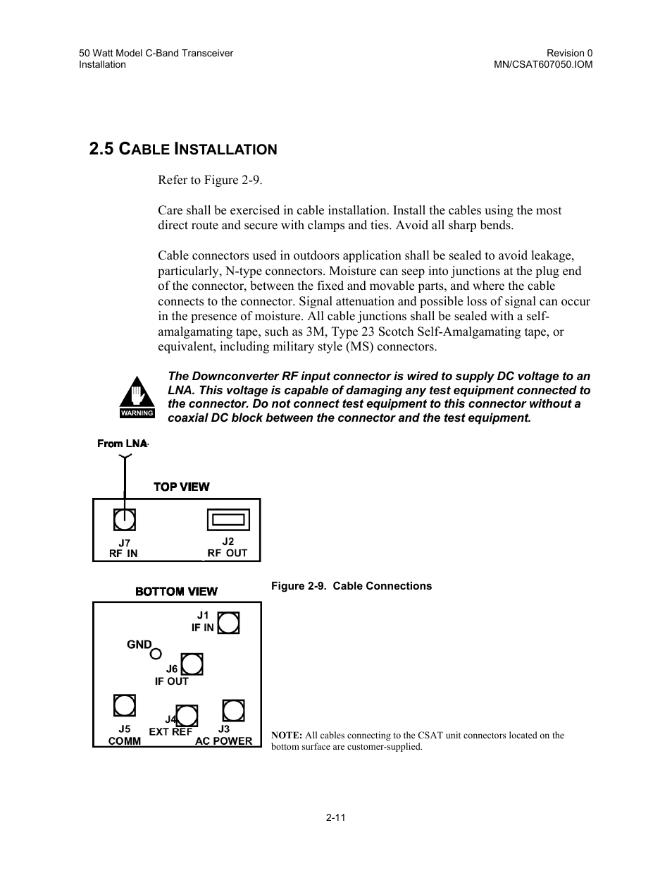 Cable installation | Comtech EF Data CSAT-6070 User Manual | Page 35 / 102