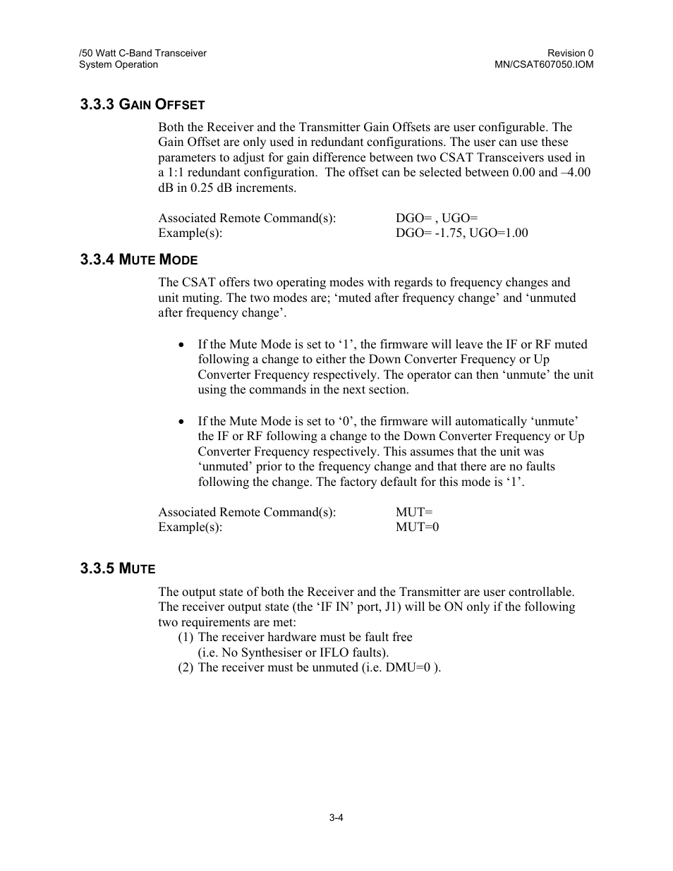 Gain offset, Mute mode, Mute | Comtech EF Data CSAT-6070 User Manual | Page 58 / 102