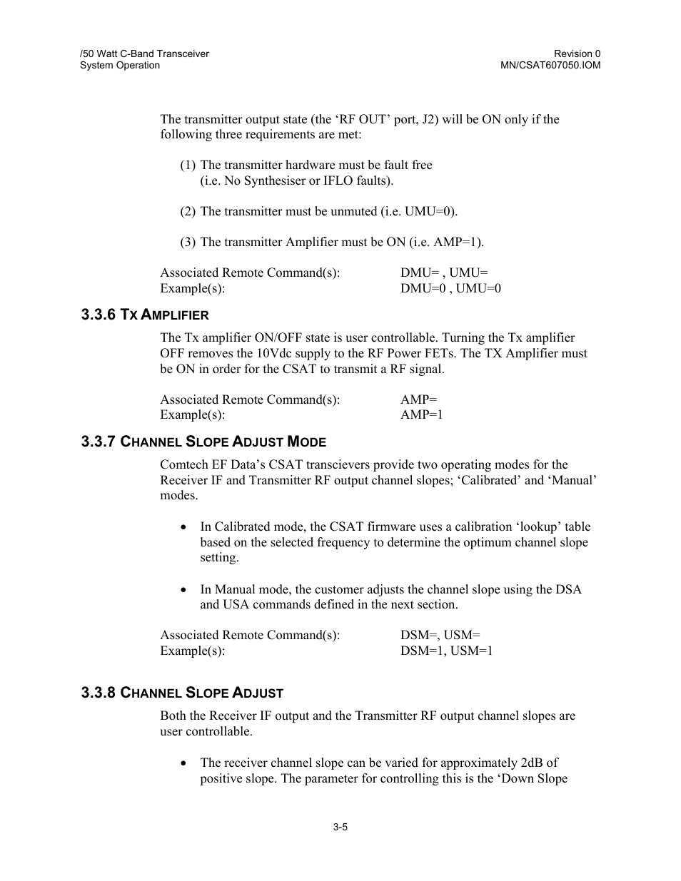 Tx amplifier, Channel slope adjust mode, Channel slope adjust | Comtech EF Data CSAT-6070 User Manual | Page 59 / 102