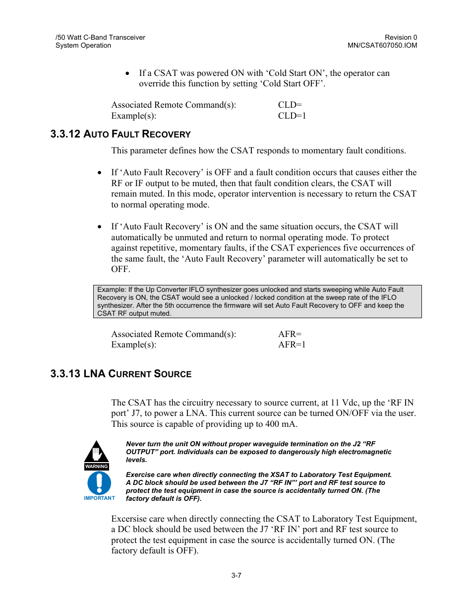 Auto fault recovery, Lna current source, 12 a | 13 lna c | Comtech EF Data CSAT-6070 User Manual | Page 61 / 102