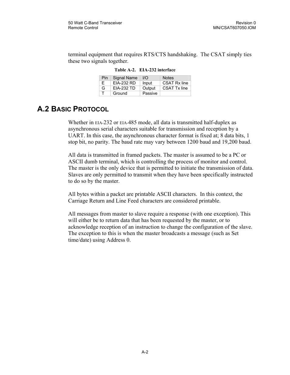 Basic protocol, A.2 b, Asic | Rotocol | Comtech EF Data CSAT-6070 User Manual | Page 66 / 102